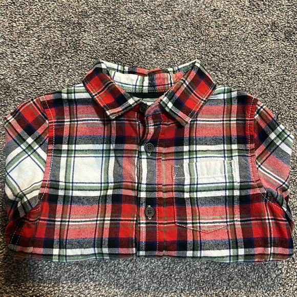 Cat & Jack Flannel Red Plaid Long Sleeve Shirt. Size 3T Boys - Picture 4 of 6